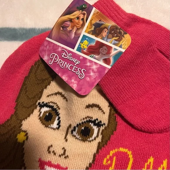 Disney Princess Belle Beanie Hat and Gloves mittens - Picture 2 of 4